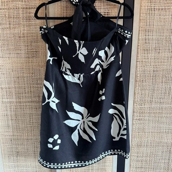 LOFT Black and White Floral Backless Dress - Picture 3 of 10